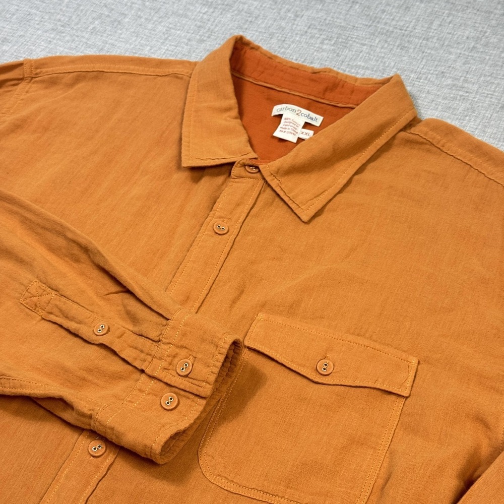Carbon 2 Cobalt Shirt Mens‎ 2XL Orange Long Sleeve Button-Up Cotton Relaxed Fit
